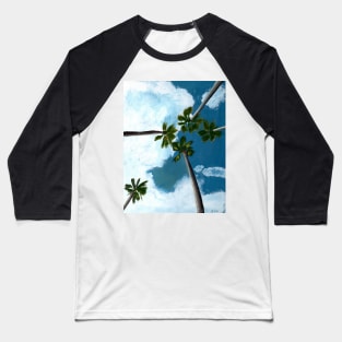 Palm Trees in the Sky Gouache Painting Baseball T-Shirt